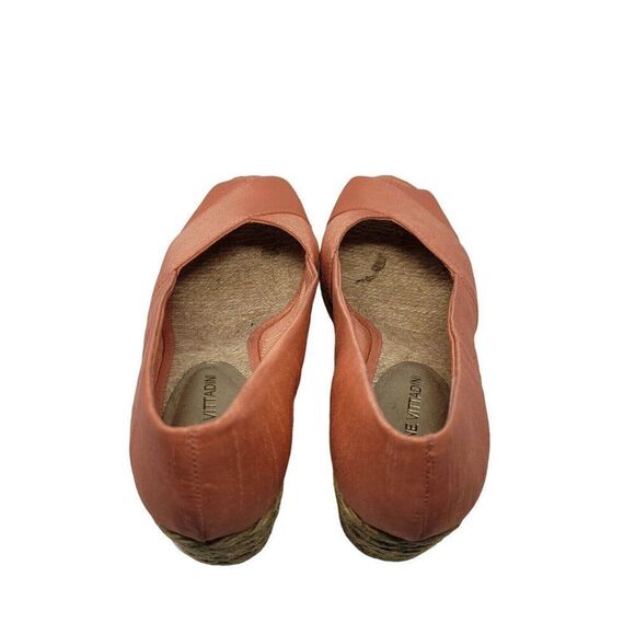 Adrienne Vittadini Bailee Satin Espadrille Wedge Heels 6 Peach Coral Peep Toe - Picture 9 of 12
